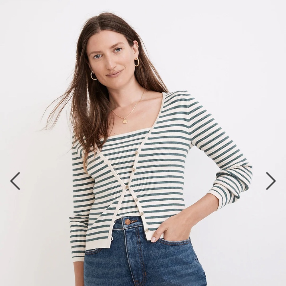 NWOT Madewell Carmon Crop Cardigan Sweater in Stripe